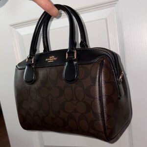 Coach Signature Brown and Black Satchel